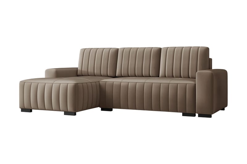 Esher 3-pers. Hjørnesofa Venstre - Beige - Sovesofaer - Sovesofa chaiselong - Velour sofaer