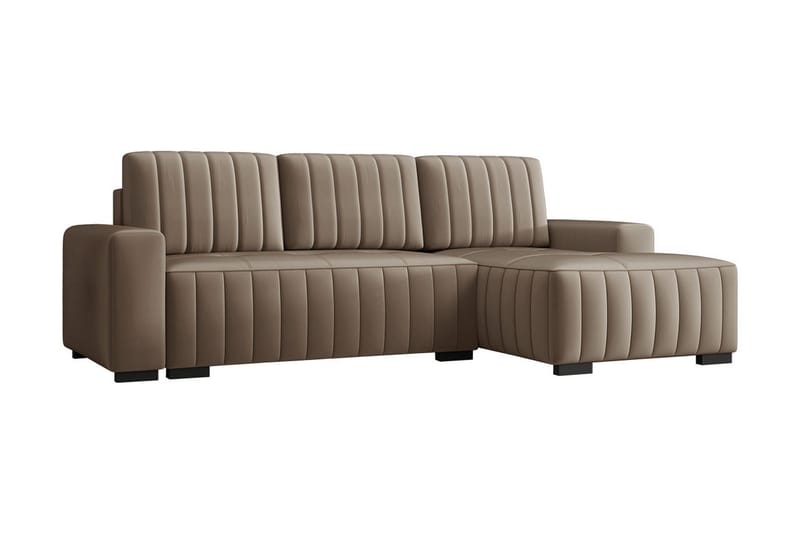 Esher 3-pers. Hjørnesofa Højre - Beige - Sovesofaer - Sovesofa chaiselong - Velour sofaer