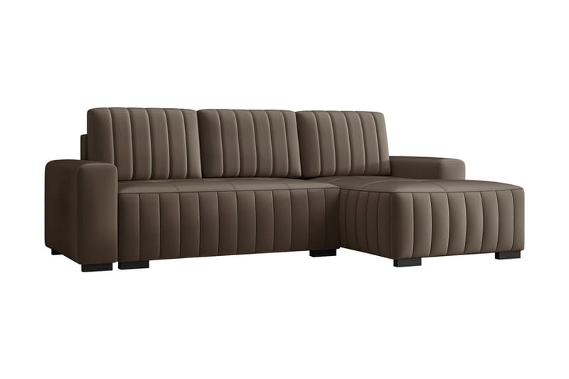 Esher 3-pers. Hjørnesofa Højre - Plys/Brun - Sovesofaer - Sovesofa chaiselong - Velour sofaer