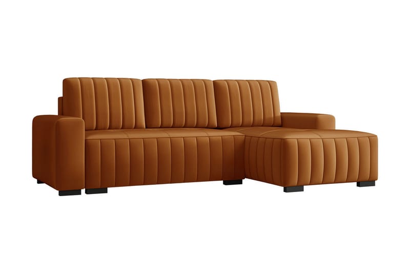 Esher 3-pers. Hjørnesofa Højre - Plys/Brun - Sovesofaer - Sovesofa chaiselong - Velour sofaer