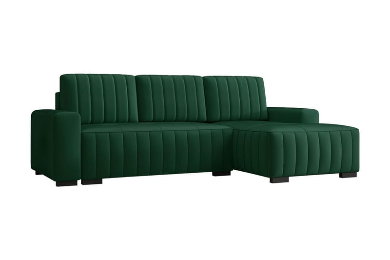 Esher 3-pers. Hjørnesofa Højre - Plys/Grøn - Sovesofaer - Sovesofa chaiselong - Velour sofaer