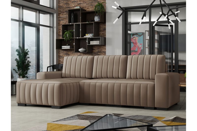 Esher 3-pers. Hjørnesofa Venstre - Beige - Møbler - Sofaer - Sovesofaer