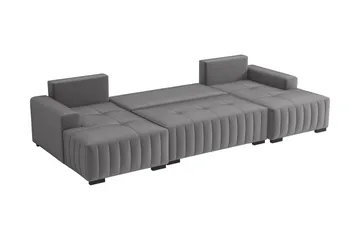 Esher Sovesofa med Dobbelt Chaiselong 4-personers i Plys - Grøn - Møbler - Sofaer - Sovesofaer