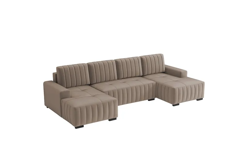 Esher Sovesofa med Dobbelt Chaiselong 4-personers i Plys, Beige