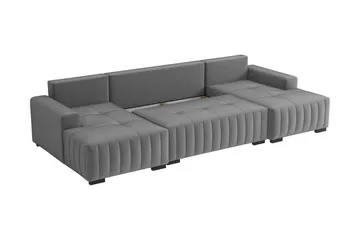 Esher Sovesofa med Dobbelt Chaiselong 4-personers i Plys - Grøn - Møbler - Sofaer - Sovesofaer