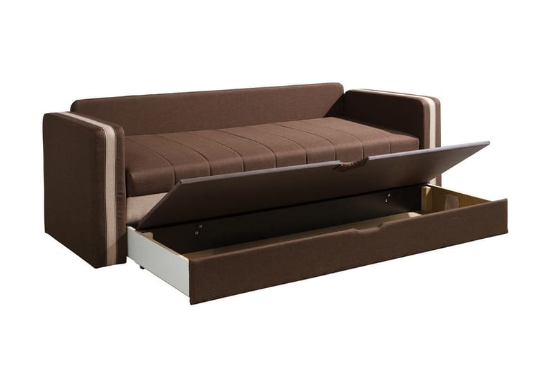 Euforia 3-personers Sovesofa 140x188 cm med Opbevaring i Stof - Brun - Møbler - Sofaer - Sovesofaer