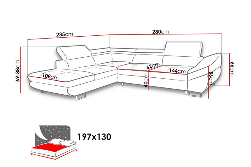 Fabio Sovesofa med diva 280x235x88 cm - Sovesofaer - Sovesofa chaiselong - Velour sofaer