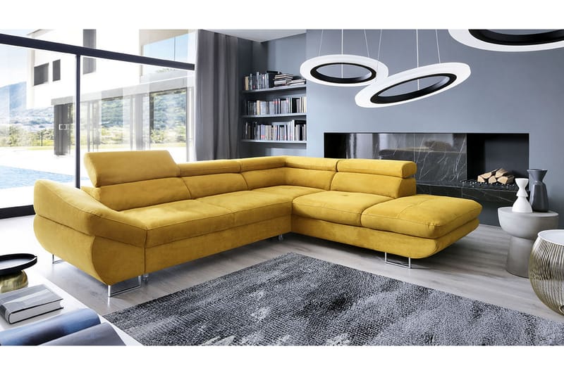 Fabio Sovesofa med diva 280x235x88 cm - Sovesofaer - Sovesofa chaiselong - Velour sofaer