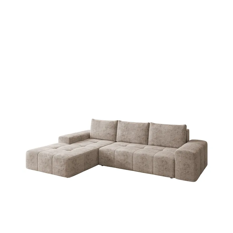 Falor 3-personers Sovesofa med Chaiselong til Venstre og Opbevaring, Beige