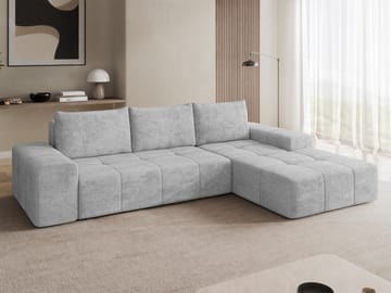 Falor 3-personers Sovesofa med Chaiselong til Højre og Opbevaring - Grå - Møbler - Sofaer - Sovesofaer