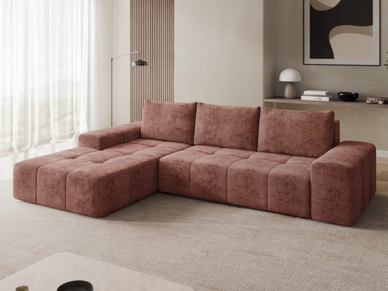Falor 3-personers sovesofa med chaiselong, venstrevendt - pink - Møbler - Sofaer - Sovesofaer