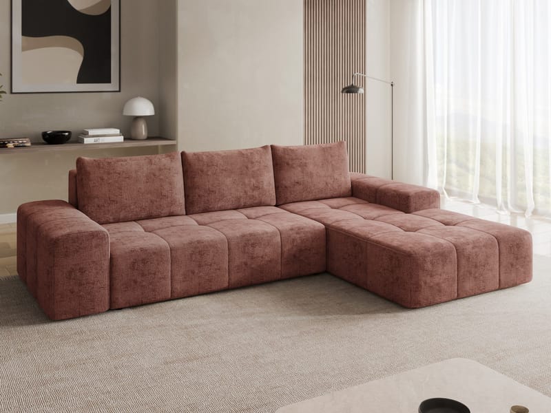 Falor 3-personers sovesofa med chaiselong, højrevendt - pink - Møbler - Sofaer - Sovesofaer
