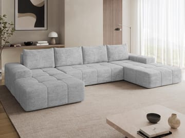 Falor 5-personers U-formet Sovesofa med Opbevaring - Grå - Møbler - Sofaer - Sovesofaer