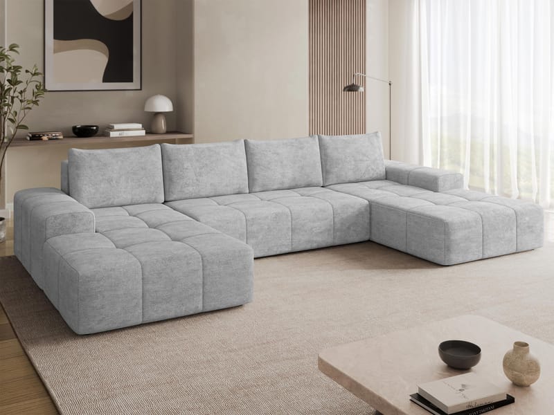 Falor 5-personers U-formet Sovesofa med Opbevaring - Grå - Møbler - Sofaer - Sovesofaer
