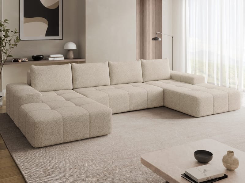 Falor 5-personers U-formet sovesofa - Beige - Møbler - Sofaer - Sovesofaer