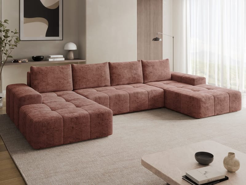 Falor 5-personers U-formet sovesofa - pink - Møbler - Sofaer - Sovesofaer