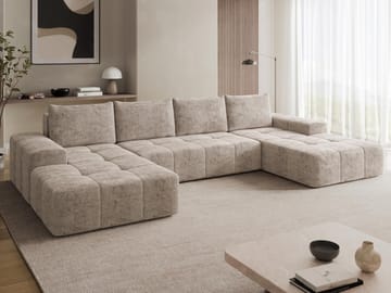 Falor 5-personers U-formet Sovesofa med Opbevaring - Beige - Møbler - Sofaer - Sovesofaer