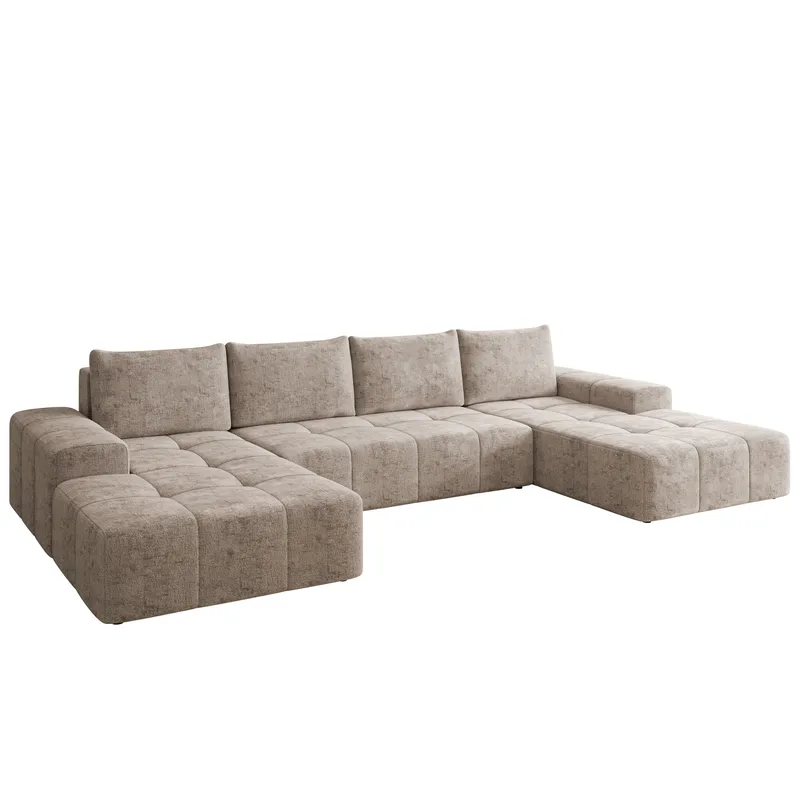 Falor 5-personers U-formet Sovesofa med Opbevaring, Beige