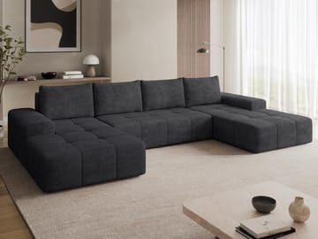 Falor 5-personers U-formet Sovesofa med Opbevaring - Sort - Møbler - Sofaer - Sovesofaer