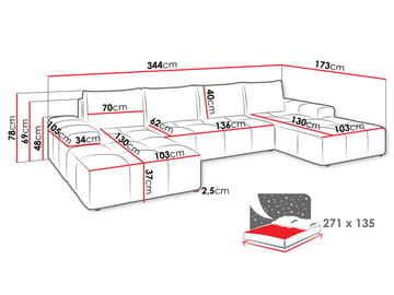 Falor 5-personers U-formet sovesofa - Knækket hvid - Møbler - Sofaer - Sovesofaer