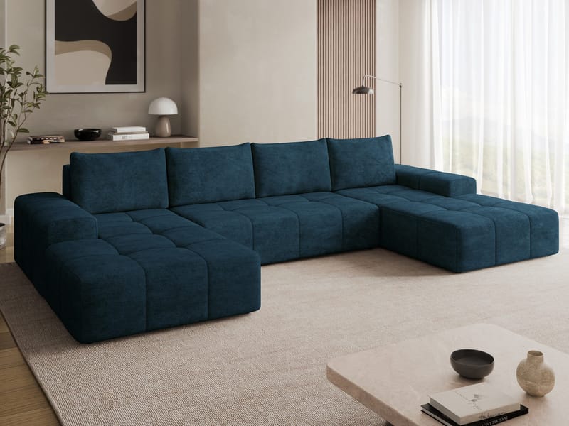 Falor 5-personers U-formet sovesofa - blå - Møbler - Sofaer - Sovesofaer