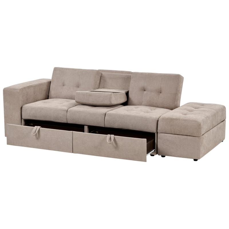 Falster 3-personers Sovesofa 90x150 cm med Opbevaring i Stof - Taupe - Møbler - Sofaer - Sovesofaer