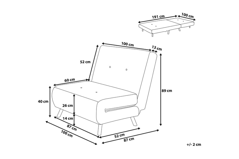 Farris sovesofa 100 cm - Grå - Møbler - Sofaer - Sovesofaer