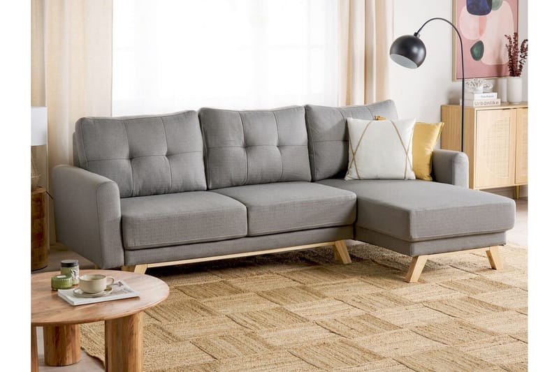 Faustin Hjørnesovesofa 3-personers - Grå/Lyst træ - Møbler - Sofaer - Sovesofaer