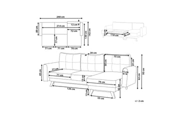 Faustin Hjørnesovesofa 3-personers - Grå/Lyst træ - Møbler - Sofaer - Sovesofaer