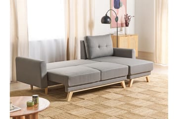 Faustin Hjørnesovesofa 3-personers - Grå/Lyst træ - Møbler - Sofaer - Sovesofaer