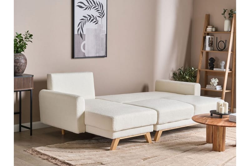 Faustin Hjørnesovesofa 3-personers - Hvid/Lyst træ - Møbler - Sofaer - Sovesofaer