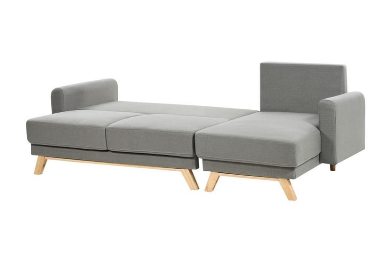 Faustin Hjørnesovesofa 3-personers - Grå/Lyst træ - Møbler - Sofaer - Sovesofaer