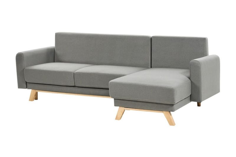 Faustin Hjørnesovesofa 3-personers - Grå/Lyst træ - Møbler - Sofaer - Sovesofaer