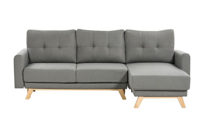 Faustin Hjørnesovesofa 3-personers - Grå/Lyst træ - Møbler - Sofaer - Sovesofaer
