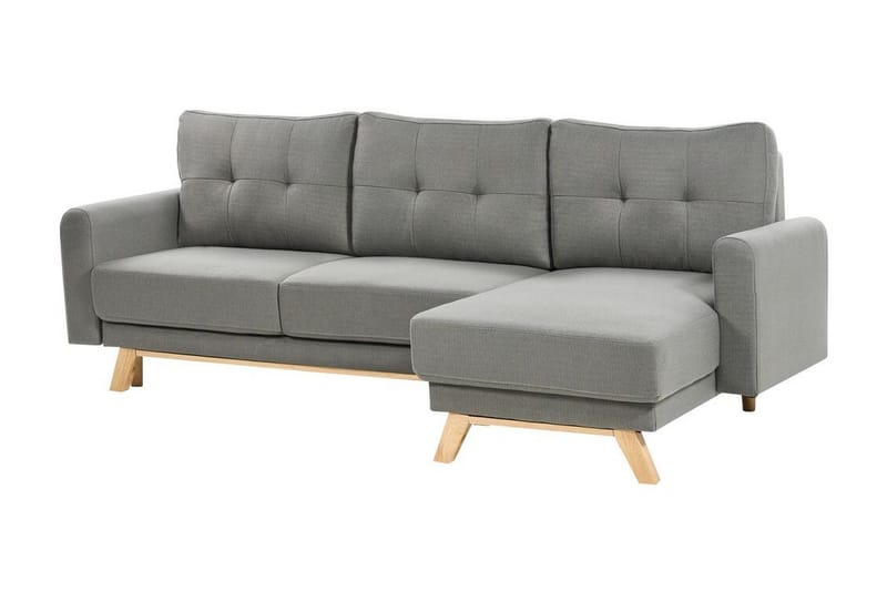 Faustin Hjørnesovesofa 3-personers - Grå/Lyst træ - Møbler - Sofaer - Sovesofaer