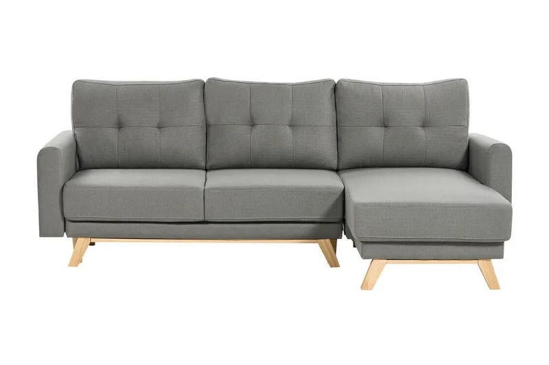 Faustin Hjørnesovesofa 3-personers, Grå/Lyst træ