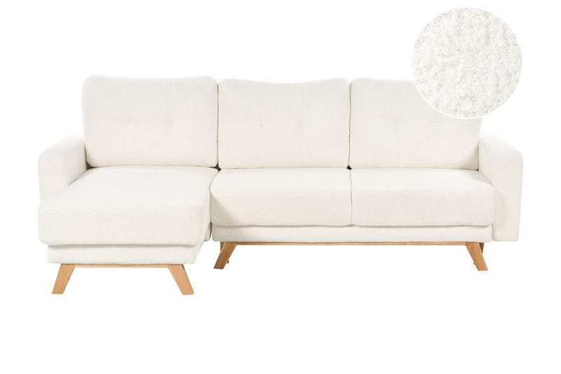 Faustin Hjørnesovesofa 3-personers - Hvid/Lyst træ - Møbler - Sofaer - Sovesofaer