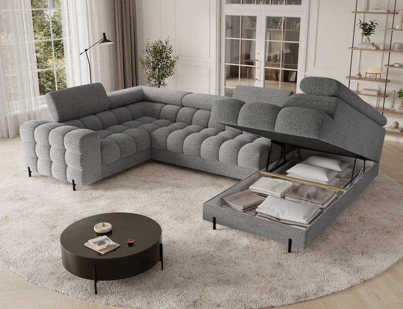 Fectory 6-personers Bubblig hjørnesovesofa med chaiselong og opbevaring højre - Royal 03 - Møbler - Sofaer - Sovesofaer