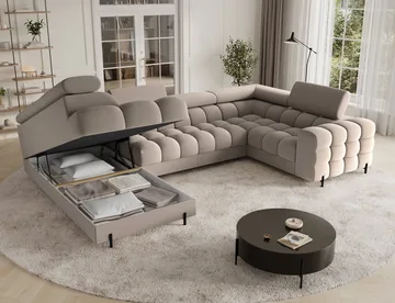Fectory 6-personers Bubblig hjørnesovesofa med chaiselong og opbevaring venstre - Sola 18 - Møbler - Sofaer - Sovesofaer