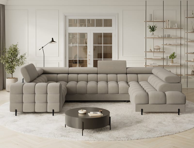 Fectory 6-personers Bubblig hjørnesovesofa med chaiselong og opbevaring højre - Aura 18 - Møbler - Sofaer - Sovesofaer