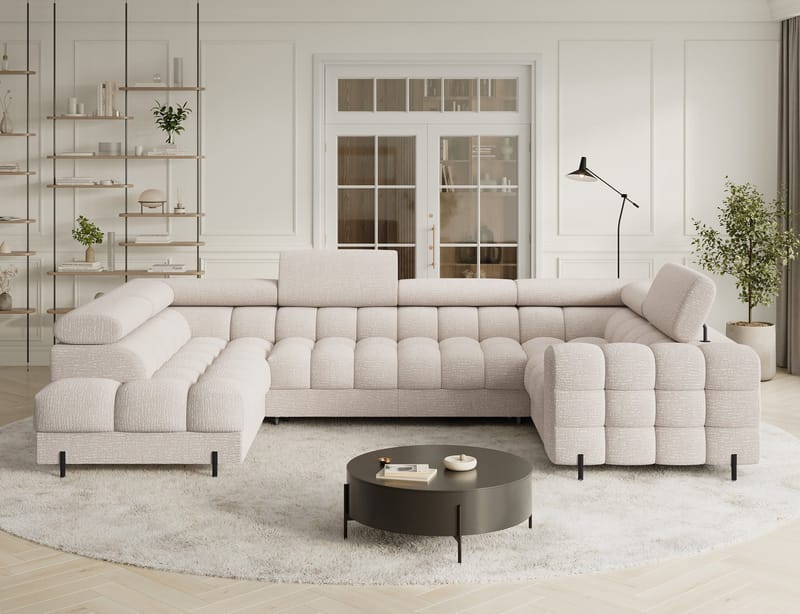 Fectory 6-personers Bubblig hjørnesovesofa med chaiselong og opbevaring venstre - Baffix 20 - Møbler - Sofaer - Sovesofaer