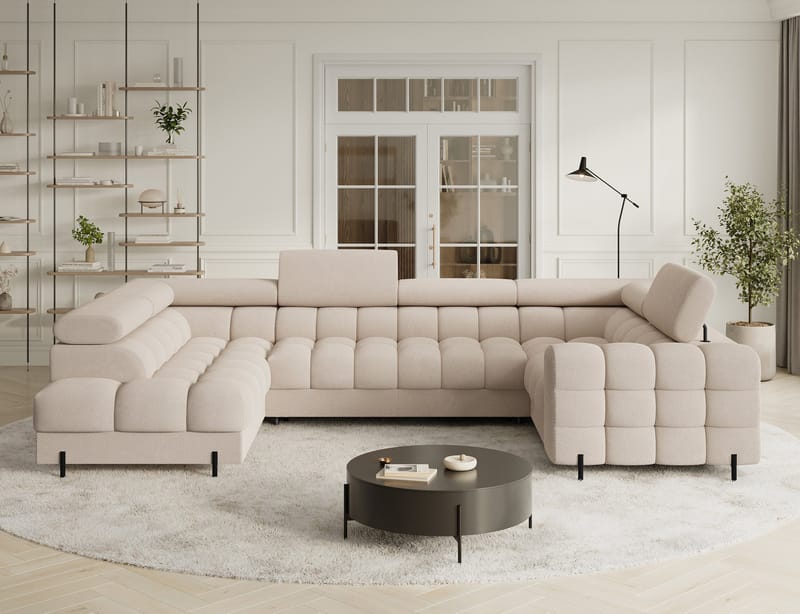 Fectory 6-personers Bubblig hjørnesovesofa med chaiselong og opbevaring venstre - Calmora 18 - Møbler - Sofaer - Sovesofaer