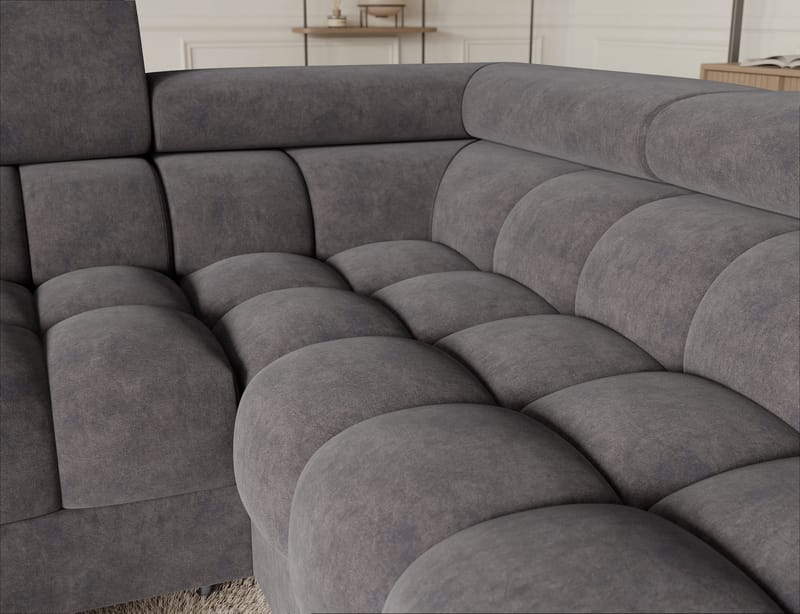 Fectory 6-personers Bubblig hjørnesovesofa med chaiselong og opbevaring højre - Aura 04 - Møbler - Sofaer - Sovesofaer
