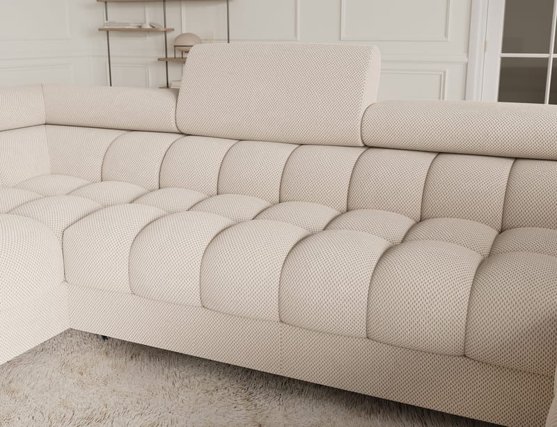 Fectory 6-personers Bubblig hjørnesovesofa med chaiselong og opbevaring venstre - Calmora 18 - Møbler - Sofaer - Sovesofaer