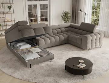 Fectory 6-personers Bubblig hjørnesovesofa med chaiselong og opbevaring venstre - Royal 20 - Møbler - Sofaer - Sovesofaer
