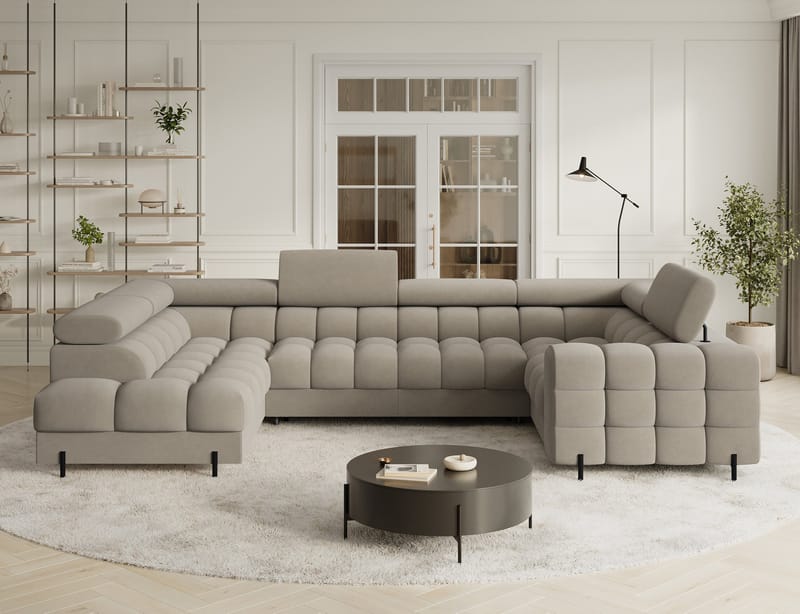 Fectory 6-personers Bubblig hjørnesovesofa med chaiselong og opbevaring venstre - Aura 18 - Møbler - Sofaer - Sovesofaer