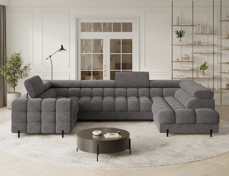 Fectory 6-personers Bubblig hjørnesovesofa med chaiselong og opbevaring højre - Aura 04 - Møbler - Sofaer - Sovesofaer