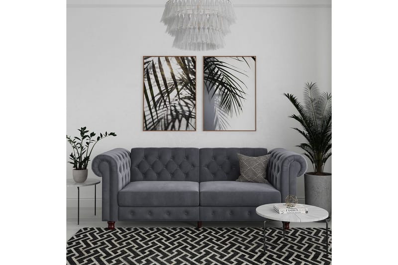 Sovesofa Felix 236x87x83 cm, Antracit, Velour - 236x87x83 cm, Antracit, Velour - Møbler - Sofaer - Sovesofaer