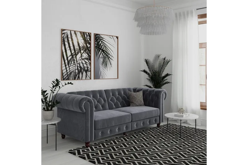 Sovesofa Felix 236x87x83 cm, Antracit, Velour - 236x87x83 cm, Antracit, Velour - Møbler - Sofaer - Sovesofaer