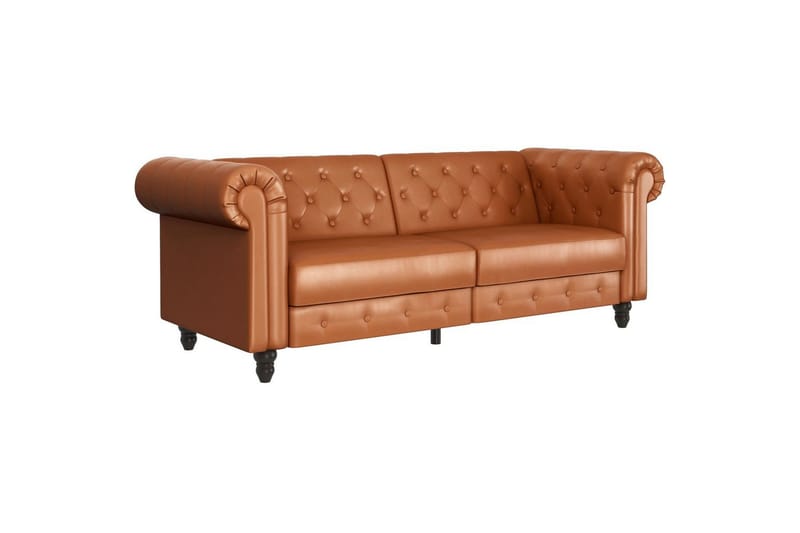 Sovesofa Felix 236x87x83 cm, Cognac, PU/Træ/Metal - 236x87x83 cm, Cognac, PU/Træ/Metal - Møbler - Sofaer - Sovesofaer